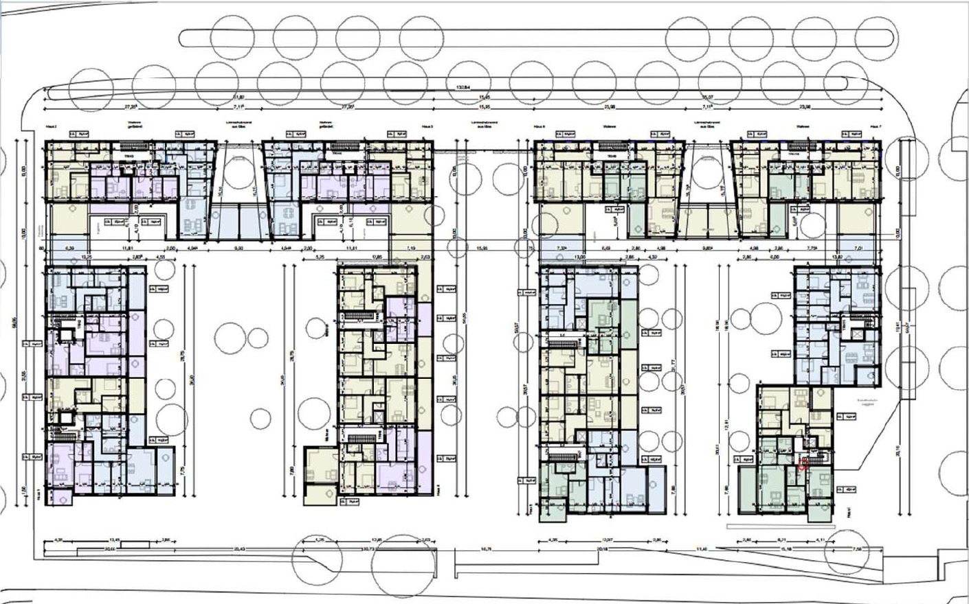 Grundriss des geplanten Wohnquartiers mit Wohngebäuden und Innenhöfen